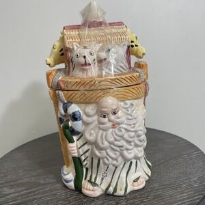 Vintage Noah Ark Cookie Jar Ceramic Medium Size Jar Salt Pepper Shaker Decor